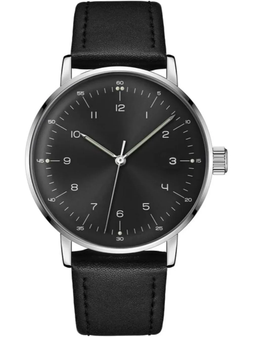 Men's Silver Black Vintage Mechanical Casual and Minimalist Manual Wrist Watch